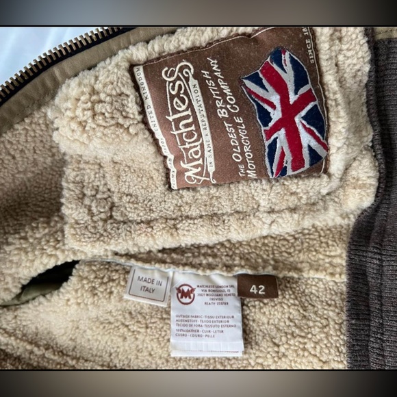 Matchless Leather Jacket Shearling Lining Size 42 - Picture 4 of 8